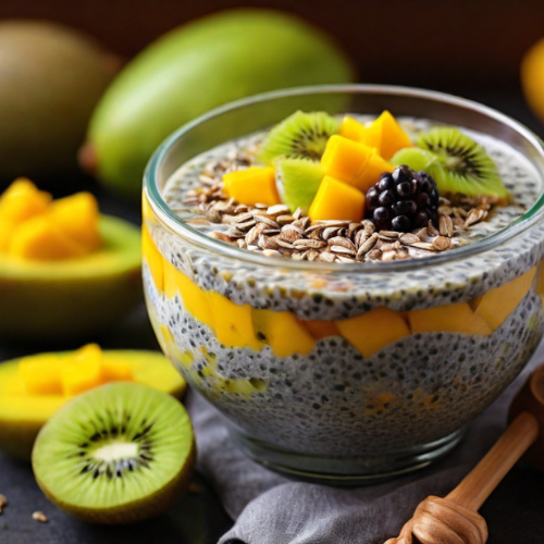 Chia Seed Pudding with Fresh Mango and Kiwi