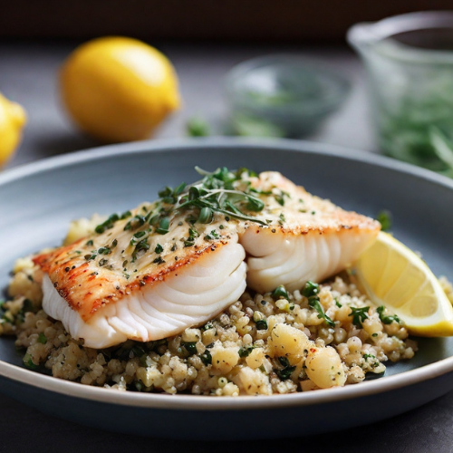 Baked Cod with Lemon and Herb Quinoa