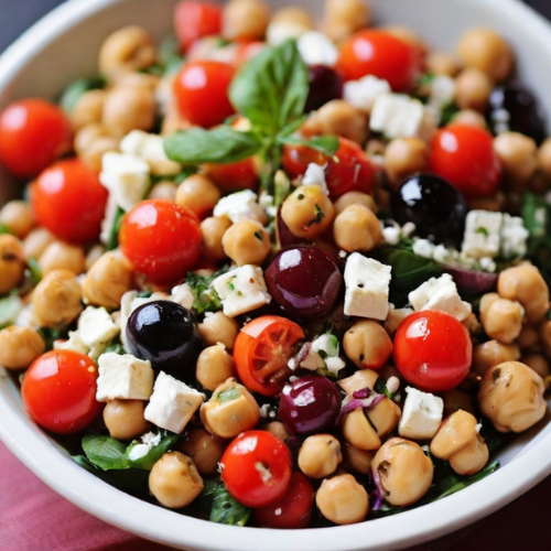 Mediterranean Chickpea Salad with Feta, Olives, and Cherry Tomatoes