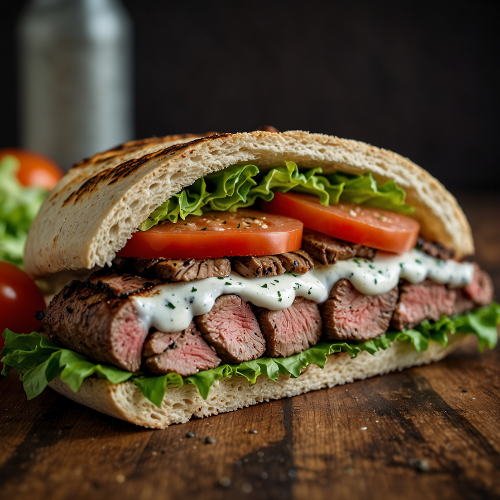 Greek-Style Flank Steak with Tangy Yogurt Sauce