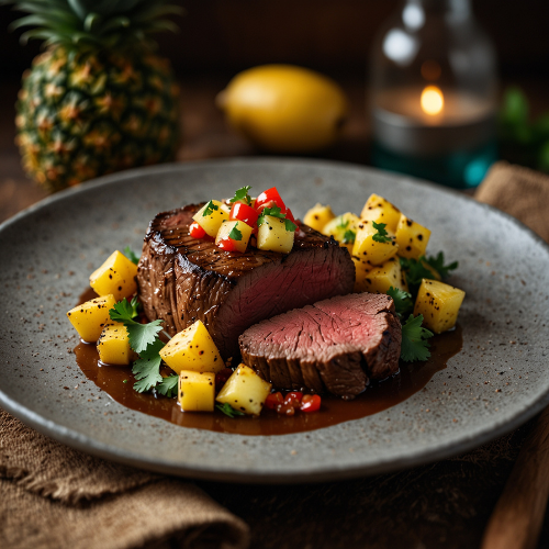 Cocoa-spiced beef tenderloin with pineapple salsa