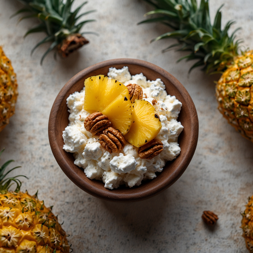 Cottage Cheese with Pineapple and walnuts