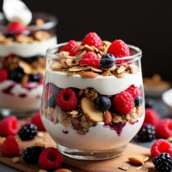 Greek Yogurt Parfait with Mixed Berries and Almond Granola