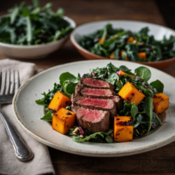 Sirloin Steak Salad with Roasted Butternut Squash and Baby Kale