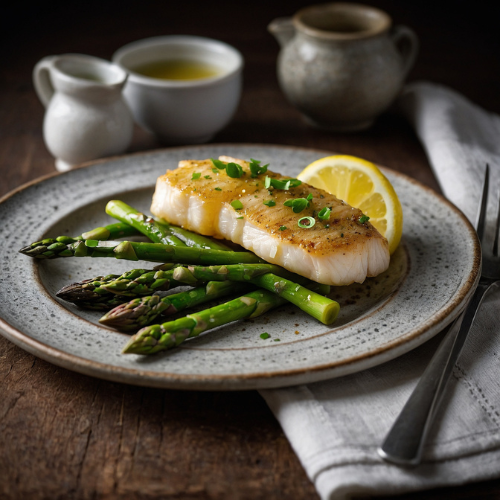 Garlic Butter Perch with Steamed Asparagus