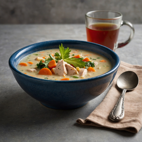 Creamy Chicken and Vegetable Soup with Fresh Side Salad