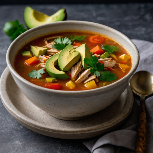 Smoky Chicken and Vegetable Soup with Avocado and Lime