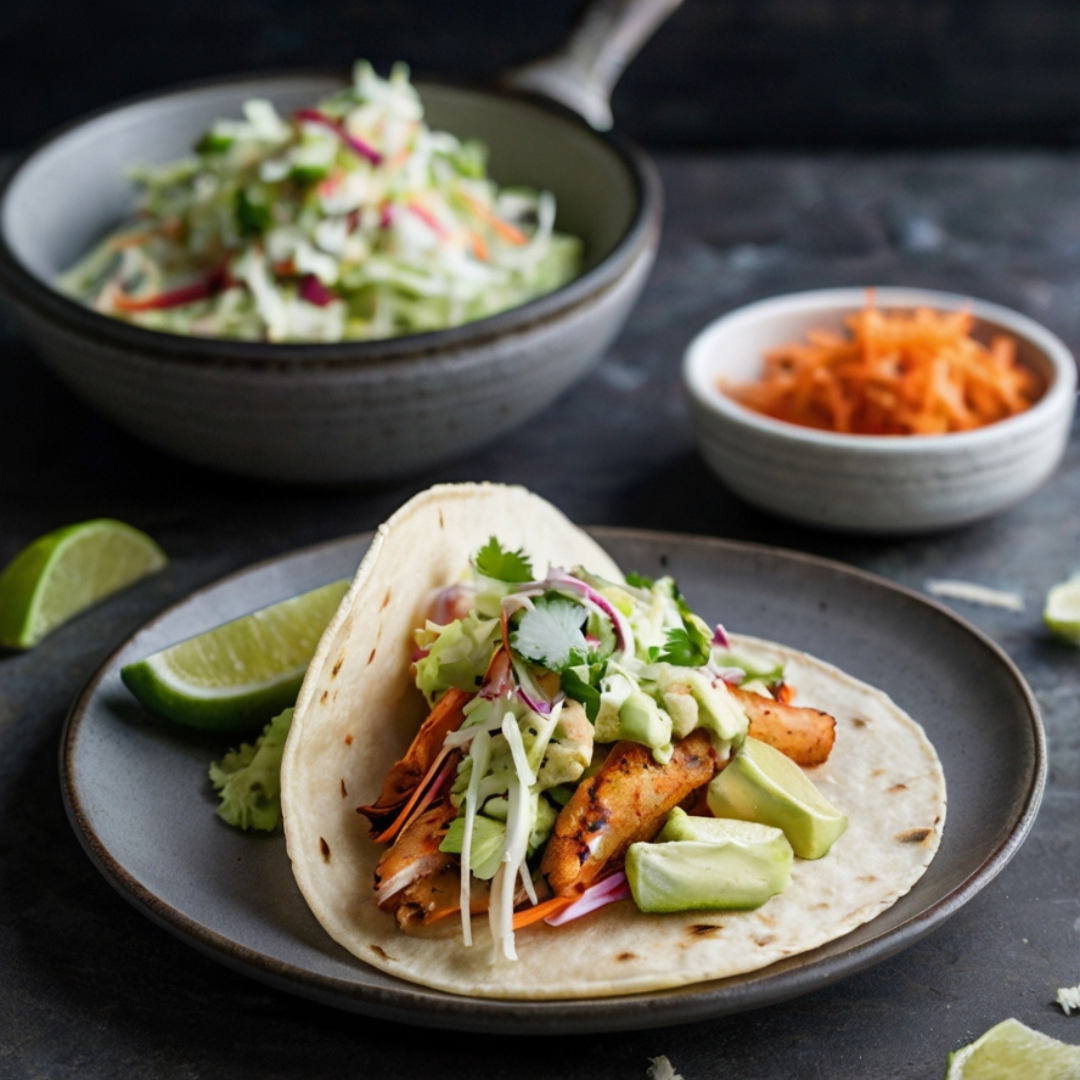 Smoky Fish Tacos with Cilantro Coleslaw