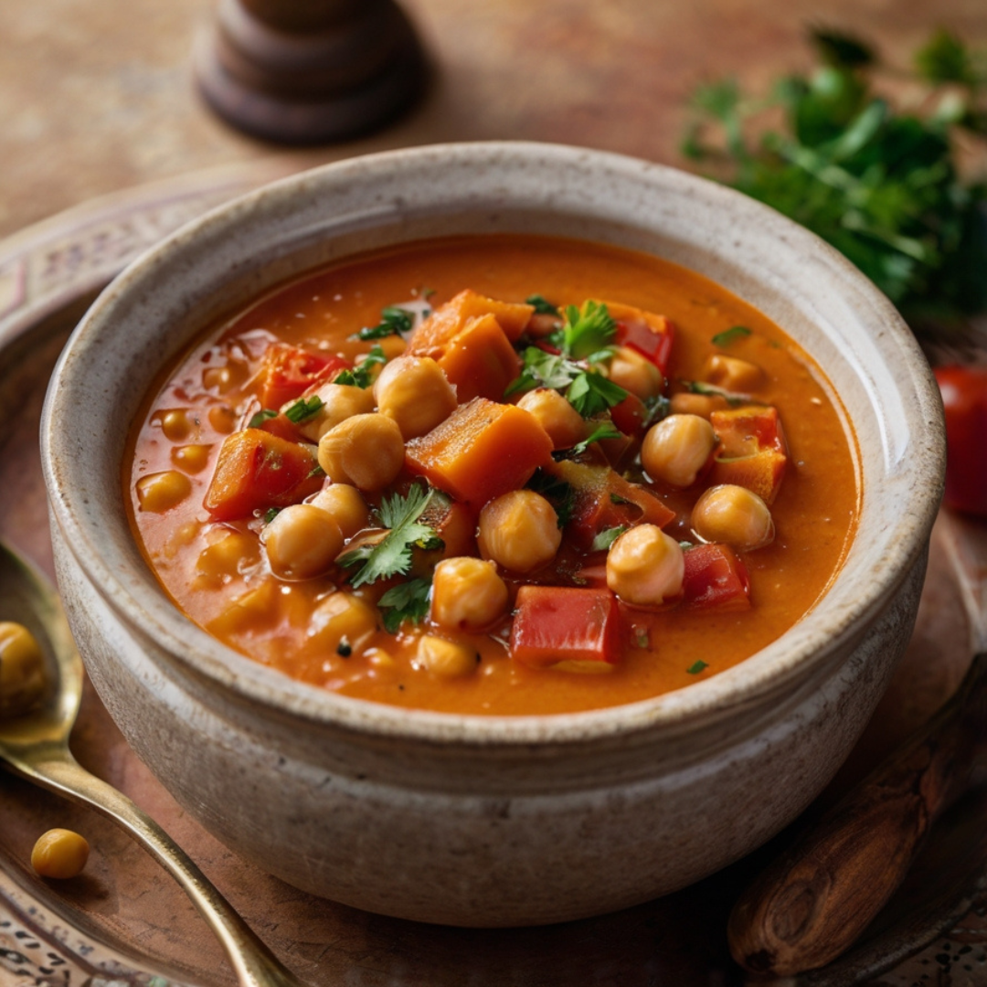 Moroccan-Spiced Sweet Potato & Chickpea Soup