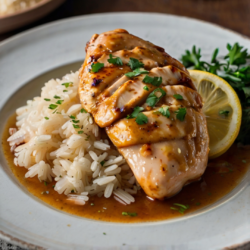 Lemon Garlic Chicken with Parmesan Rice