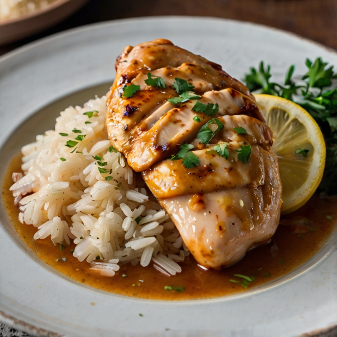 Lemon Garlic Chicken with Parmesan Rice