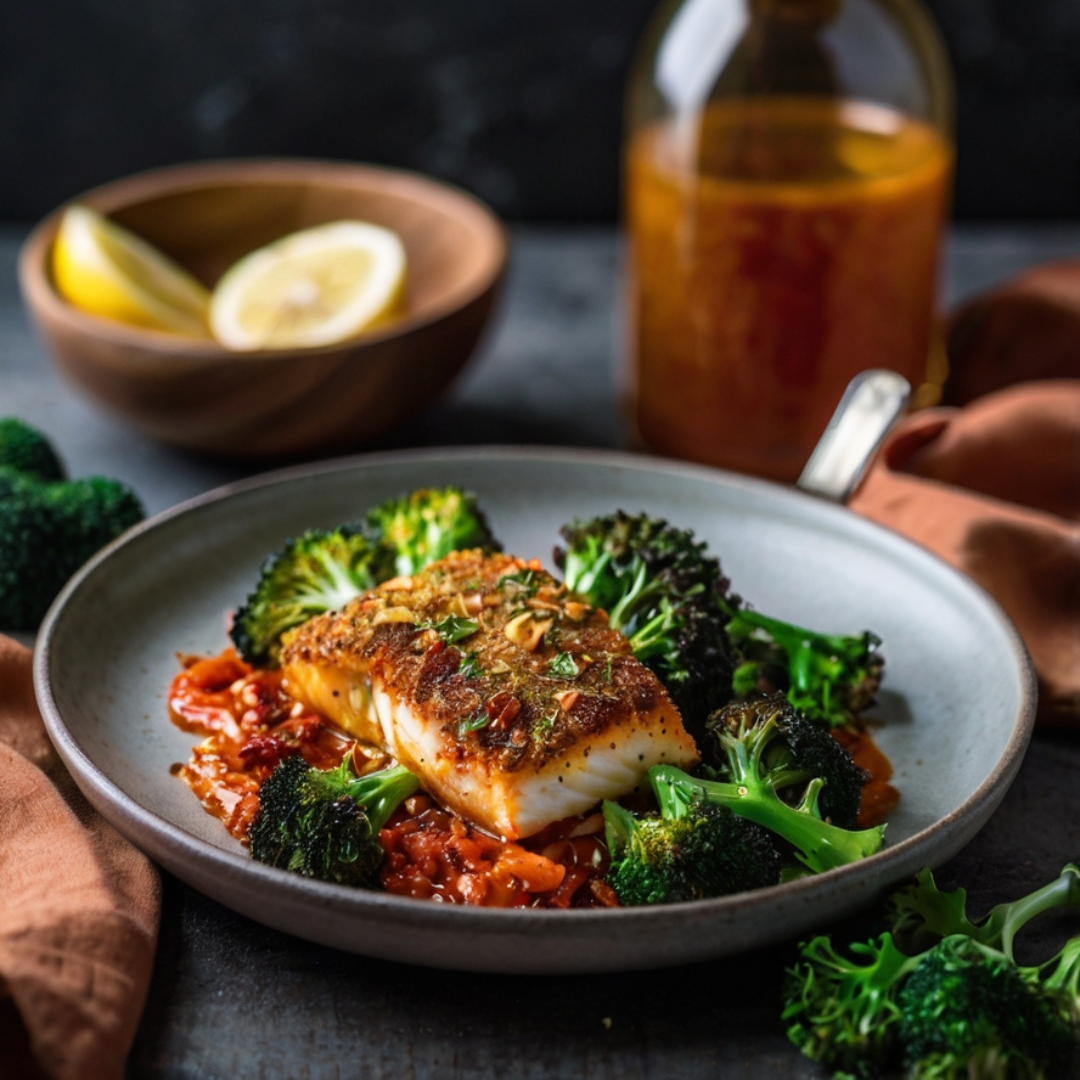 Almond Pesto Cod with Roasted Broccoli