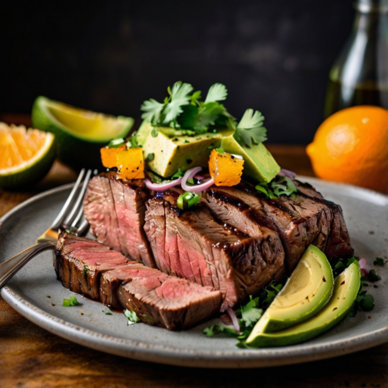 Grilled Flank Steak with Avocado-Orange Salsa and Corn on the Cob