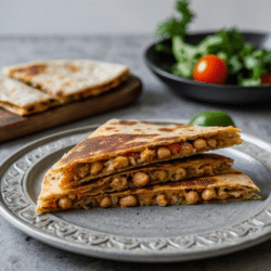 Crispy Chickpea Quesadillas with Avocado & Tomato Slices