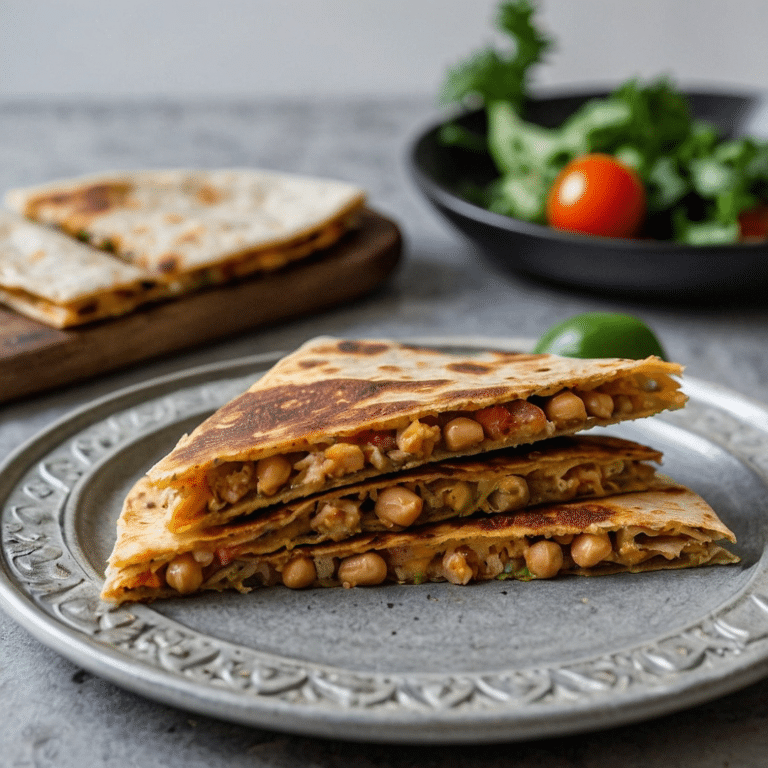 Crispy Chickpea Quesadillas with Avocado & Tomato Slices