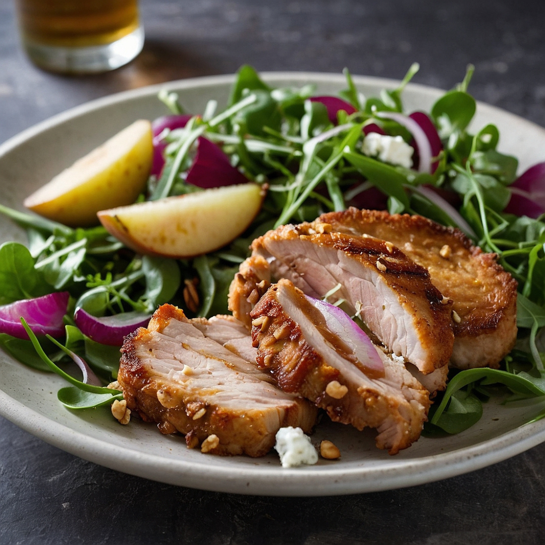 Crispy Pork Cutlets with Warm Pear Salad