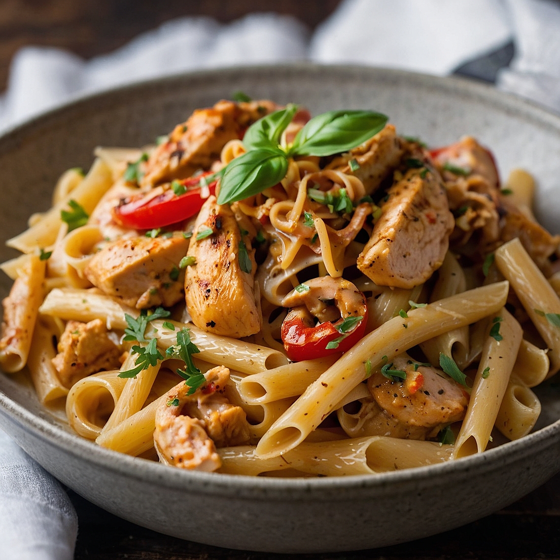 Creamy Cajun Chicken Pasta with Chickpea Noodles and Cashew Sauce – Low Sodium, Diabetic-Friendly Comfort Food