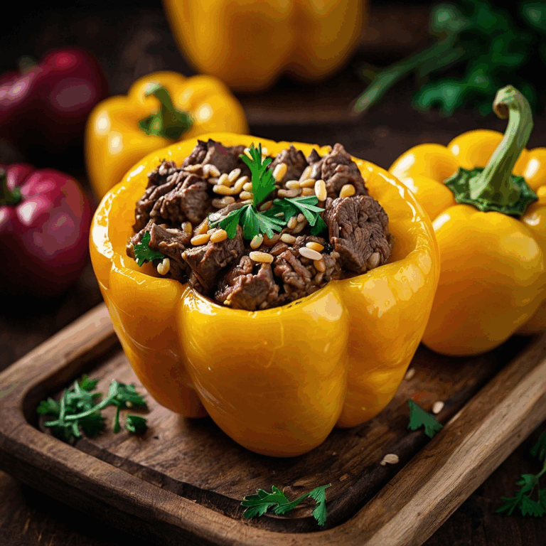 Beef and barley stuffed peppers