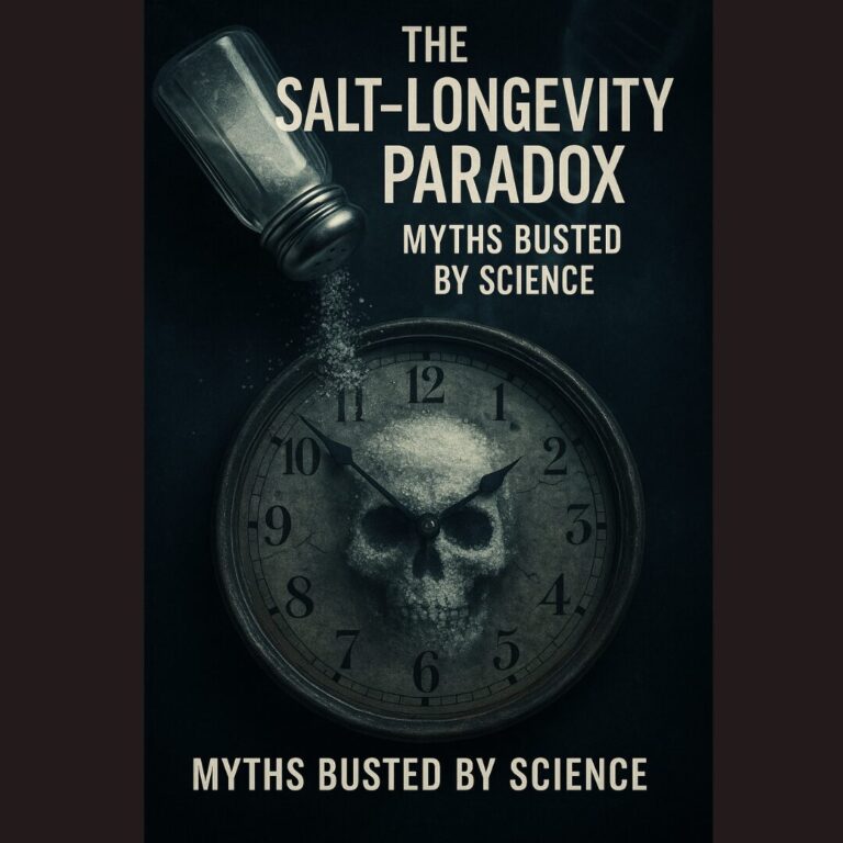 Salt pouring on food with aging clock overlay
