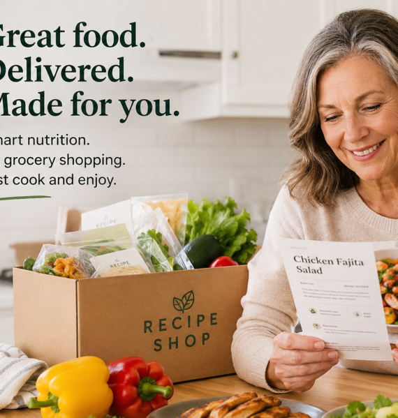 Healthy meal delivery after 60 with Recipe Shop meals and ingredients ready to cook