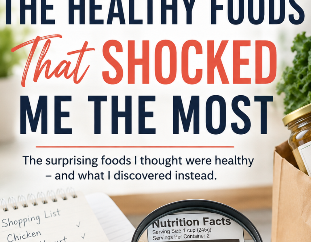 Healthy groceries including vegetables, Greek yogurt, olive oil and fresh ingredients illustrating surprising healthy foods after turning 60.