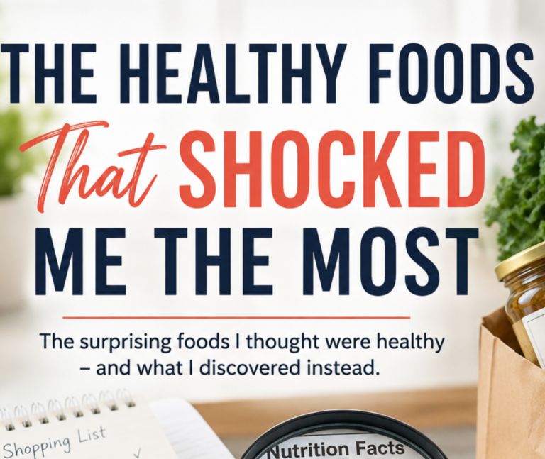 Healthy groceries including vegetables, Greek yogurt, olive oil and fresh ingredients illustrating surprising healthy foods after turning 60.